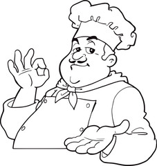  Chef with a cooks hat giving a perfect or okay sign with his hand