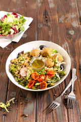 mixed vegetable salad with sauce