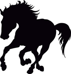 Running horse black silhouette. Vector illustration