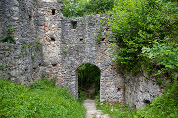 Fototapeta na wymiar old forsaken castle ruin walls
