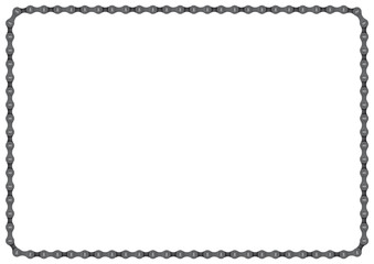 Vector realistic bike chain. A4 frame line with rounded corners. Isolated on white background.