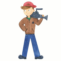 Young operator with camera