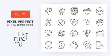 healthy food line icons 256 x 256
