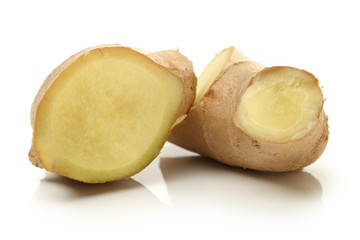 fresh ginger on white background 