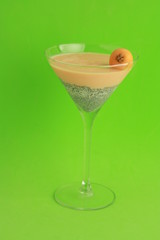 glass with chia and medlars pudding