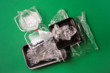 Plastic used disposable food package