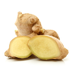 fresh ginger on white background 