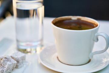Delicious Turkish coffee on the table