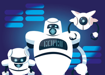Technology robot cartoon over blue background