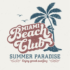 Miami Beach Club - Vintage Tee Design For Printing