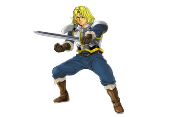 ゲームの戦士　　Fantasy Fighter Character　on white background