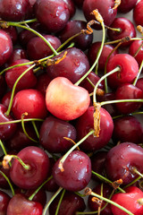 Close up view of raw cherries, bio produce