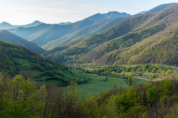 Fototapeta na wymiar Picos de Europa mountains next to Fuente De village Cantabria Spain