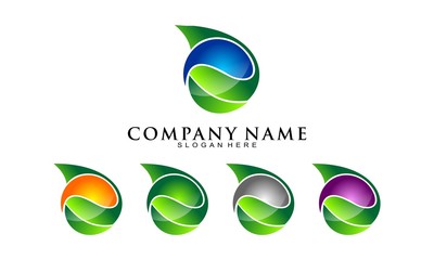 Abstract circle and leaf logo illustration