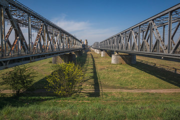 Fototapeta premium Historic bridge over the Vistula river in Tczew, Pomorskie, Poland