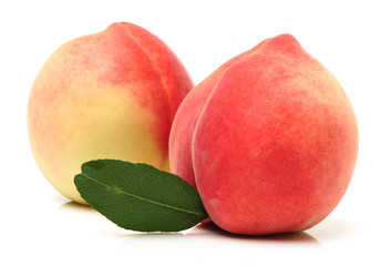 ripe peach on white background 