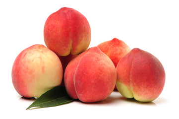 ripe peach on white background 