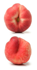 chinese flat peaches on white background 