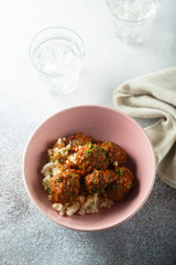 Homemade meatballs with herbs and couscous