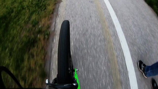 Bicycle Ride Trough City Front Tire Center View Time Lapse