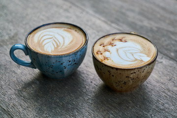 Two latte coffees on the table