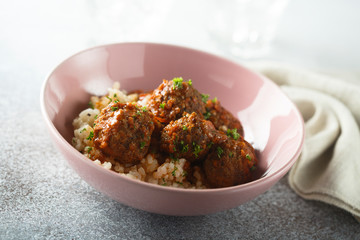 Homemade meatballs with herbs and couscous