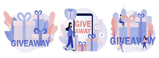 Giveaway marketing concept set. Flat cartoon style. Vector illustration