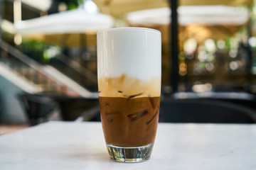 Delicious latte coffee on the table