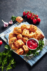 Puff pastry buns with minced chicken meat