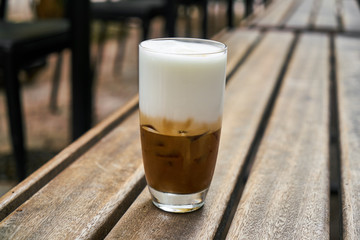 Delicious latte coffee on the table
