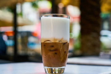 Delicious latte coffee on the table