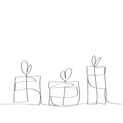 Prezenty. Rysunek jedną linią wektor © Rzoog