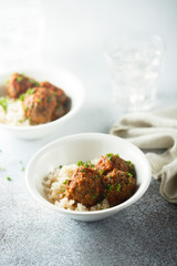 Homemade meatballs with herbs and couscous