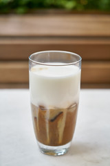Delicious latte coffee on the table
