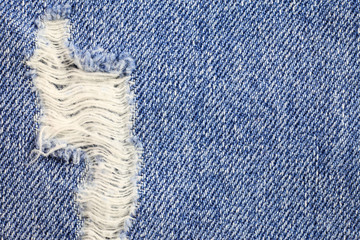 Fototapeta na wymiar Jeans torn denim texture.