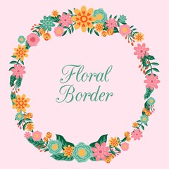 Hand drawn Flower Border Wreath Background - Vector Illustration
