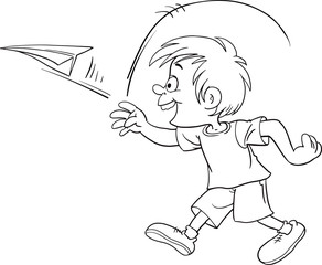 Obraz premium Kid throwing a paper plane