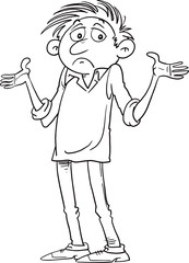 Vector illustration with funny cartoon character. surprised  guy