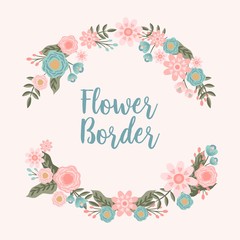 Pastel Hand drawn Flower Border Background - Vector Illustration
