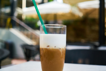 Delicious latte coffee on the table