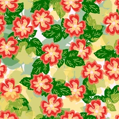 Foto auf Alu-Dibond Rosehip seamless pattern. Colorful texture for fabric or print surfaces. Vector dog rose © scifilullaby