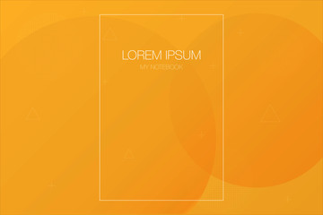 Fototapeta premium Abstract light background and brochure design with yellow colored circles, dotted circles, triangles and plus symbols. Ideally design for corporate notebooks and advertising brochures.