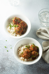 Homemade meatballs with herbs and couscous