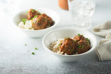 Homemade meatballs with herbs and couscous