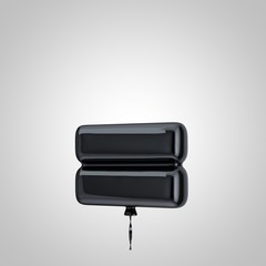 Shiny metallic black balloon equals symbol isolated on white background