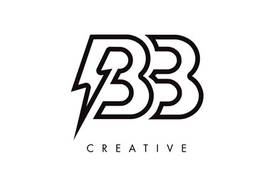 BB Letter Logo Design With Lighting Thunder Bolt. Electric Bolt Letter Logo