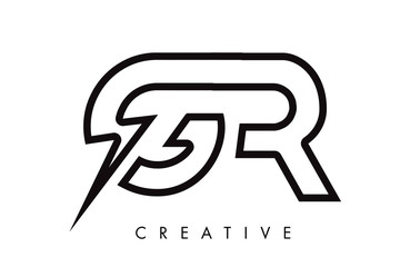 GR Letter Logo Design With Lighting Thunder Bolt. Electric Bolt Letter Logo - obrazy, fototapety, plakaty