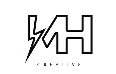 MH Letter Logo Design With Lighting Thunder Bolt. Electric Bolt Letter Logo
