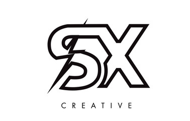 SX Letter Logo Design With Lighting Thunder Bolt. Electric Bolt Letter Logo