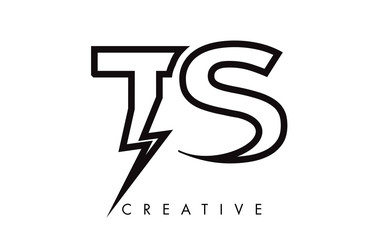 TS Letter Logo Design With Lighting Thunder Bolt. Electric Bolt Letter Logo